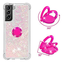 Custodia protettiva in silicone TPU con anello di diamante per Samsung Galaxy S21 + 5G/S21 Plus 5G (stelle rosa fluorescente)