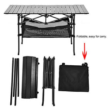 Tavolo Pieghevole da Campeggio, Piano in Lega di Alluminio, Staffa in Ferro, con Borsa per il Trasporto, Tavolo da Giardino per Balcone, Picnic, Pesca, Camper, 118,2x54,8x66,8 cm