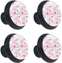 Modello rosa Starfishes di corallo dell'acquerello Pomelli per Porta Set di 4 Pomelli per Mobili Manopole per Cassetti Cucina Armadio Vetro
