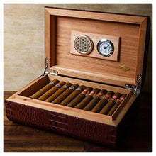 WRJY Scatola per sigari humidor per sigari, con igrometro e armadietto per sigari umidificatore, Rivestimento in Legno di Cedro in Pelle di qualità, Grande capacità può ospitare 36 siga