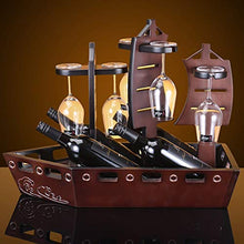 Champagne Portabottiglie Creativo Sailing Style Vino Rosso Vino Rosso di Legno Rack 4 Bottiglie 5 Tazze titolari Decorazione