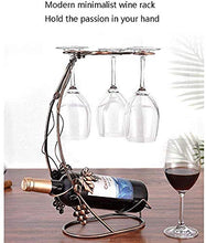 PROJECTOR F Desktop Wine Rack, Wine Rack può Essere Messo 1 Bottiglie di Vino, Sospensione 2 Red Wine Glasses, Ferro Battuto Mostra Ripiani Creativa Home Decoration,D