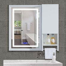 UWY Specchio da Bagno Rettangolare Illuminato a LED, Armadietto per medicinali a Parete in Lega di Alluminio, Specchio antideflagrante con Struttura in Acciaio Inossidabile, Cintura Elettronica