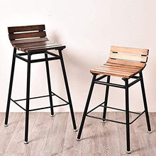 JT- Sedia da bar in ferro battuto con schienale in legno massello per esterni, resistente e stabile (colore A, dimensioni: altezza 90 cm)