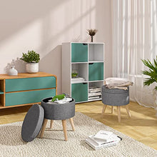 WOLTU SH08hgr Pouf Contenitore Sgabello Basso Sedia Rotonda Poggiapiedi Gambe in Legno Grigio Chiaro