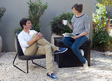 Keter Contenitore in Resina con Funzione di Seduta o di Tavolo, Effetto Rattan, 71 x 72.2 x 59 cm, 208 Lt, Marrone