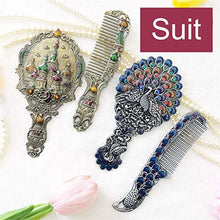 Specchio per Il Trucco Vintage Cinese Scavato Apri Bottiglia di Pavone Intaglio Set di pettini per Strass Specchio Specchio Regali