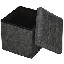 TecTake Pouf pieghevol Sgabello cassapanca Contenitore poggiapiedi 38x38x38 - Disponibile in Diversi Colori - (Grigio Scuro | No. 402234)