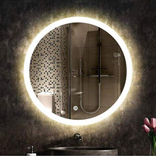 JALAL Specchio Parete, specchi Bagno, Specchio cosmetico per toeletta Specchio Rotondo luminato a LED Specchio per Trucco Bagno con sensore Controllo Touch Specchio antiappannamento