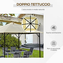 Outsunny Gazebo da Giardino ed Esterno 3x3m in Metallo con Doppio Tettuccio Pieghevole, Bianco Crema