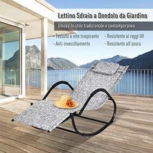 Outsunny Lettino Sedia Sdraio a Dondolo Zero-Gravity da Giardino, Impermeabile, con Poggiatesta, Grigio 160x61x79 cm