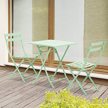 Set Tavolo e 2 Sedie Pieghevoli da Giardino in Metallo Verde