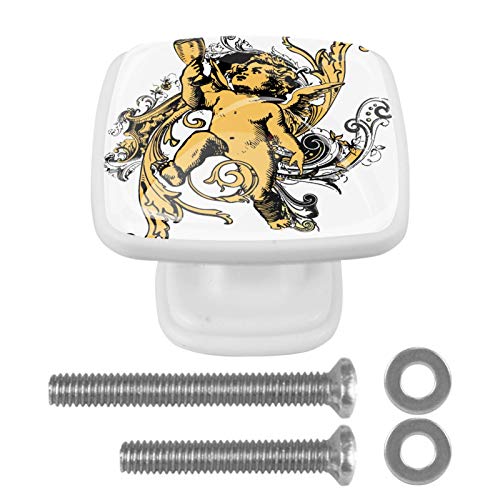 Set di 4 maniglie rotonde per armadio da cucina, credenza, cassettiera, cassettiera, con viti, per cucina, comò, armadietto, bagno, armadio antico angelo bambino