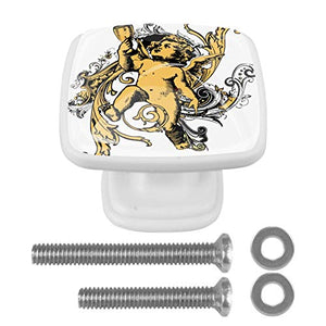 Set di 4 maniglie rotonde per armadio da cucina, credenza, cassettiera, cassettiera, con viti, per cucina, comò, armadietto, bagno, armadio antico angelo bambino