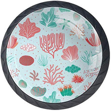 Piante dell'acquerello Coral Seaweed verde rosa blu Pomelli per Porta Set di 4 Pomelli per Mobili Manopole per Cassetti Cucina Armadio Vetro