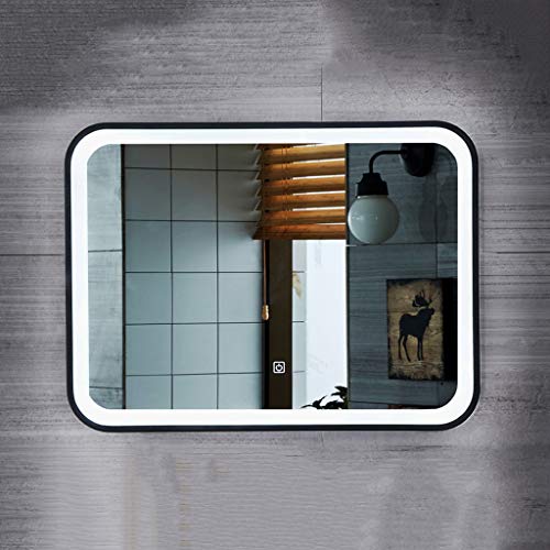 Specchio Antiappannamento A LED in Ferro Battuto, Specchio da Bagno Impermeabile A Parete per Lavabo, Specchio Argento Ad Alta Definizione Intelligente, Specchio Cosmetico Quadrato da Bagno