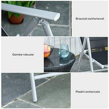 Outsunny Sedia da Giardino Pieghevole in Alluminio e Textilene Schienale Regolabile a 7 Livelli, Nero 65x55x85-105cm
