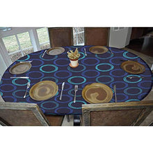 LCGGDB - Tovaglia in poliestere elasticizzato geometrico con cerchi in stile artistico a forma di anello su sfondo scuro, con elastico allungato/ovale, adatta a tavoli fino a 121,9 x 172,7 cm