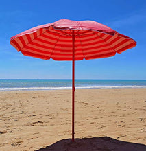 Joy Summer Ombrellone Spiaggia 200 cm in Polycotton Palo in Ferro Laccato Rosso Punta a Vite Mare Lido Vulcano - Rosso