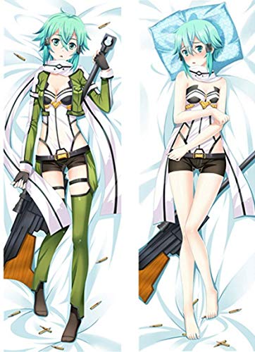 Zenghh Sword Art Online - Asada Shino Pillowcases 1: 1 Body Adulto Adulto Adulto Bambola Doll Doll Doll Doll Bag Ice Sniper Supporto Supporto per cuscino posteriore Pellicola protettiva Microfibra Pet