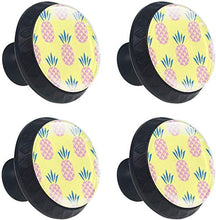 Motivo Ananas Rosa Giallo Pomelli per Porta Set di 4 Pomelli per Mobili Manopole per Cassetti Cucina Armadio Vetro