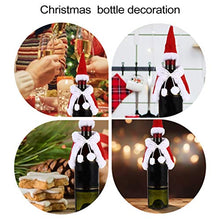 Amosfun Natale Peluche Copri Bottiglia di Vino Set Vestiti Cappello Cartone Animato Resistente Peluche Bottiglia Decor Decorazioni Natalizie 4 Pezzi (Rosso)