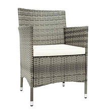 Moimhear Set di mobili da giardino Iowa Balcony, set di mobili da balcone in polyrattan, set da 2 persone, 3 pezzi, con cuscino per seduta, plastica, effetto rattan (grigio)