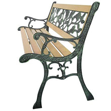 SENLUOWX - Panca da giardino in legno e metallo, motivo floreale, 122 cm
