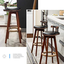 IG Sedia da Bar Imbottita con Sgabello in Legno con Corda Di Canapa Poggiapiedi Rotativa 360 Gradi per Colazione Cucina da Cucina Pub,Nero,65 Cm.