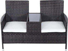 Panchina con mobili da esterno a mattrops, vite 2 sedile da compagnia in vimini amare sedile per maglieria partner panca,Brown