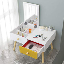 DD&QG 2 Cassetti Organizzatore di Archiviazione Mini Tavolo da Toeletta per Casa Camera da Letto,Piccolo Tavolo da Trucco con Flip Top Mirror,Assemblaggio Facile-Naturale-a 60x40x36cm(24x16x14inch)