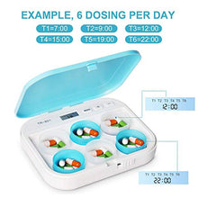 BGSFF Portapillole con promemoria Timer - Organizer per medicinali con Allarme - Fino a 6 Volte al Giorno per ricordare di Prendere farmaci - Dispenser di Pillole