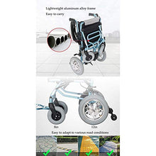 Accessori per la casa Sedia a rotelle elettrica per anziani disabili pieghevole 22 kg (portata 20 km) Joystick a 360 gradi Capacità di peso 100 kg Larghezza sedile 45 cm Può salire a bordo dell'aer