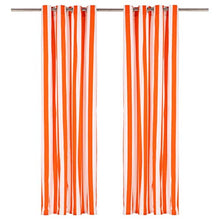 vidaXL 2X Tende con Anelli Classici Eleganti Moderne Tendaggi Casa Rivestimento Finestre Privacy in Metallo Tessuto 140x225cm Arancione a Strisce