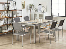 Beliani Set di Tavolo Grigio HPL Simil Legno 180 cm e 6 Sedie Tessuto Grigio GROSSETO