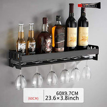 GCE Portabicchieri da Vino a Parete Porta calici in Alluminio espositore per portabottiglie da Vino con Organizer da Cucina Nero (Lunghezza 12/16/20/24/32 Pollici)