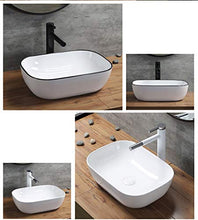 LHY BATHLEADER Lavandino di Ceramica dei bagni, lavandino Ovale del contatore Montato Superiore, lavabo di Arte Ultra Sottile,White