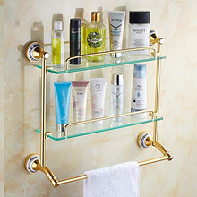 Luyshts Mensole Bagno Oro Moderno Doppio Strato + Asta Singola Vetro Arrotondato Grassetto + Trapano Elettrico Alluminio Perforata Bagno Bagno Hotel Rack/mensola