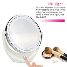 Broadcare specchio da trucco, illuminato, con ingrandimento 1x/5x, doppio, ricaricabile con USB, portatile, specchio con luci a LED per viaggi, bagno