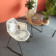 zvcv Sedia da Pranzo Intreccio Sedia in Rattan per Il Tempo Libero Moderna casa Semplice Balcone Patio Esterno Terrazza Sedia con Schienale in Metallo (LXWXH: 53Cmx54Cmx78Cm)