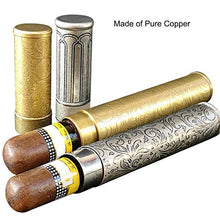 WAWAYU Portasigari, Portable Singolo Sigaro Tubo, idratante Cigar Box, Retro Style Rame Puro Carved Cigar Box. (Color : Metallic)
