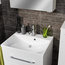 FACKELMANN B.Clever - Set di mobili da bagno, 3 pezzi, 60 cm, con lavabo in marmo e armadietto a specchio a LED