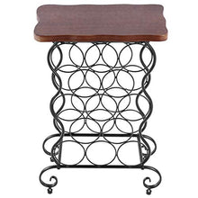 Portabottiglie per Vino da 13 Bottiglie con Piano in Legno Massello, Ripiani per Espositori per Espositori per vino da Appoggio, Portabottiglie per Vino in legno e Metallo, 35x19x53 cm