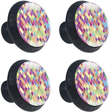 Geometrico astratto Argyle colorato Pomelli per Porta Set di 4 Pomelli per Mobili Manopole per Cassetti Cucina Armadio Vetro