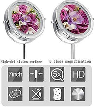 Specchio per Il Trucco LED con Luce Pieghevole Portatile da 7 Pollici 5 Volte ingrandimento Specchio Trucco per Trucco .Rasatura in Camera da Letto o Bagno