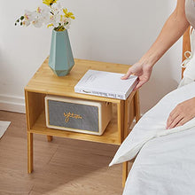 Pipishell comodino, comodino in bambù con 1 vano a giorno, comodino moderno con piedini in legno massello per soggiorno, camera da letto, cameretta, lavanderia, studio, camerette, set di 2