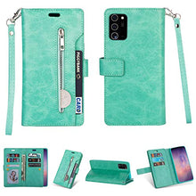 Artfeel Cover per Samsung Galaxy A71,Flip Portafoglio Custodia Verde Menta con 9 Slot per Schede,Premium Pelle Magnetico Supporto Stand Copertura con Cerniera Tasca e Cinturino Caso