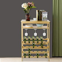 Portabottiglie a 6 strati per 24 bottiglie di vino, Scaffale per Vini Porta-Bottiglie in bambù, 10 portabicchieri, 29 x 66 x 100 cm
