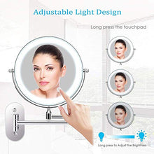 HGXC Specchio per Il Trucco a Parete con ingrandimento 5X LED Touch dimmerabile su Due Lati 360 ° Girevole Allungabile Pieghevole Alimentato