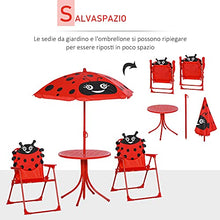 Outsunny Set Tavolo da Giardino con 2 Sedie Pieghevoli e Ombrellone per Bambini in Metallo e Poliestere, Rosso